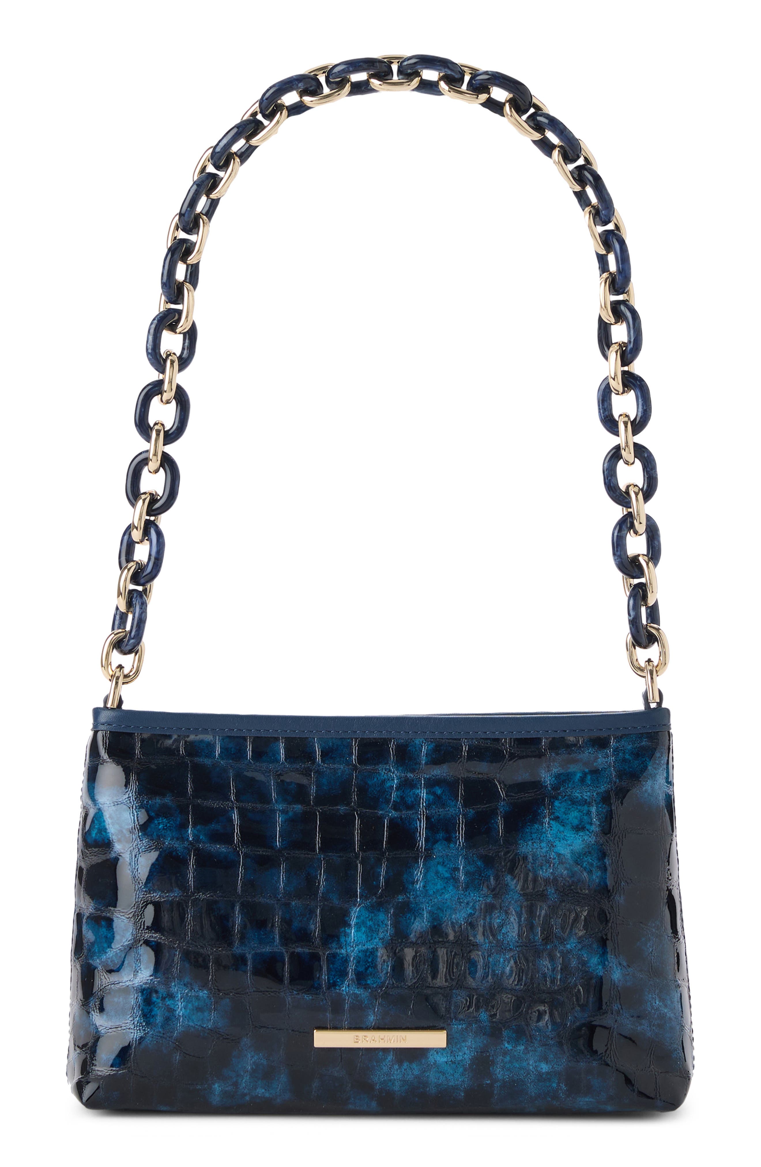 Brahmin Mod Lorelei Croc Embossed Leather Shoulder Bag, Alternate, color, Ultramarine