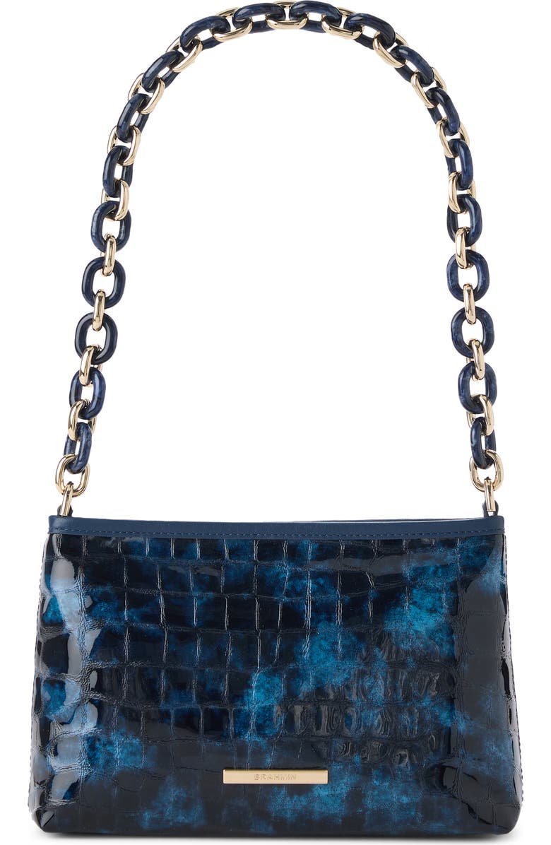 Brahmin Mod Lorelei Croc Embossed Leather Shoulder Bag, Alternate, color, Ultramarine
