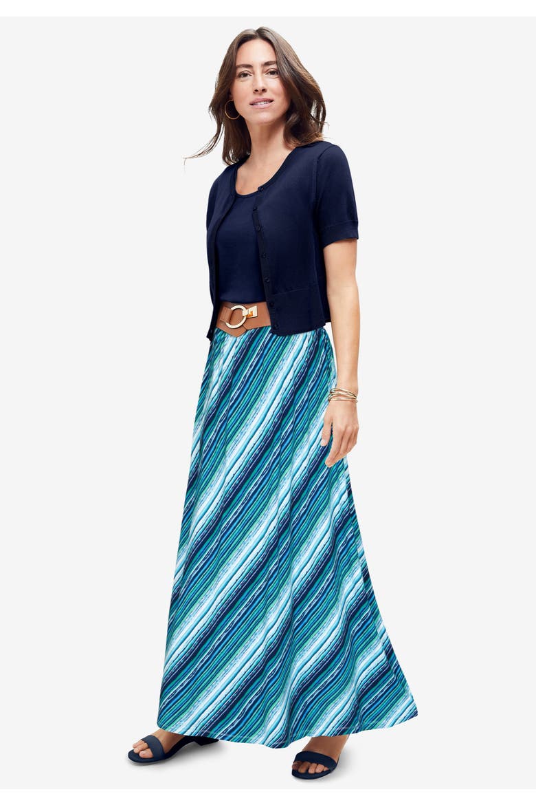 Everyday Stretch Knit Maxi Skirt, Alternate, color, NAVY