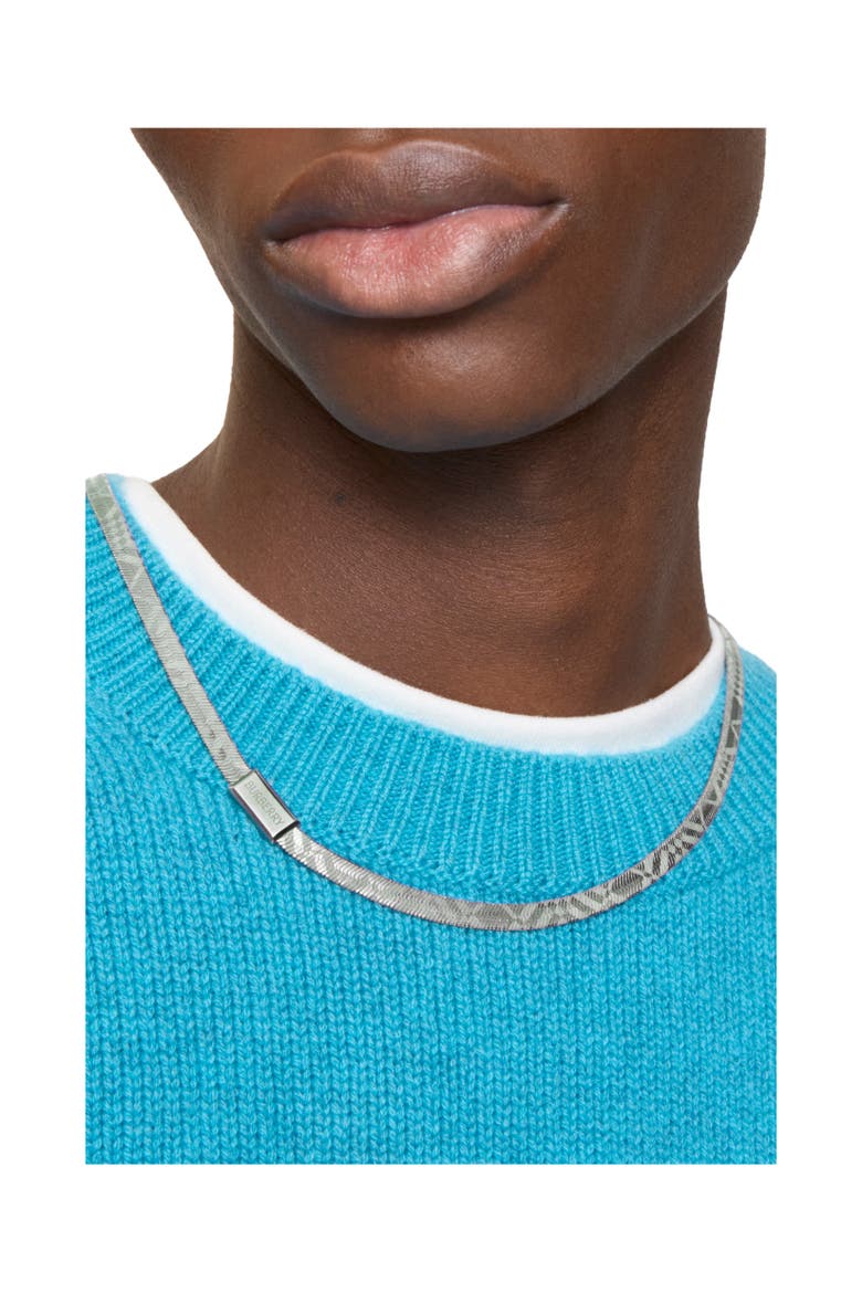 Engraved Check Necklace, Alternate, color, Silver