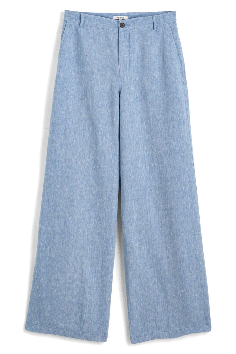 Zoe Relaxed Wide Leg Linen Pants, Alternate, color, SUNFADED BLUE