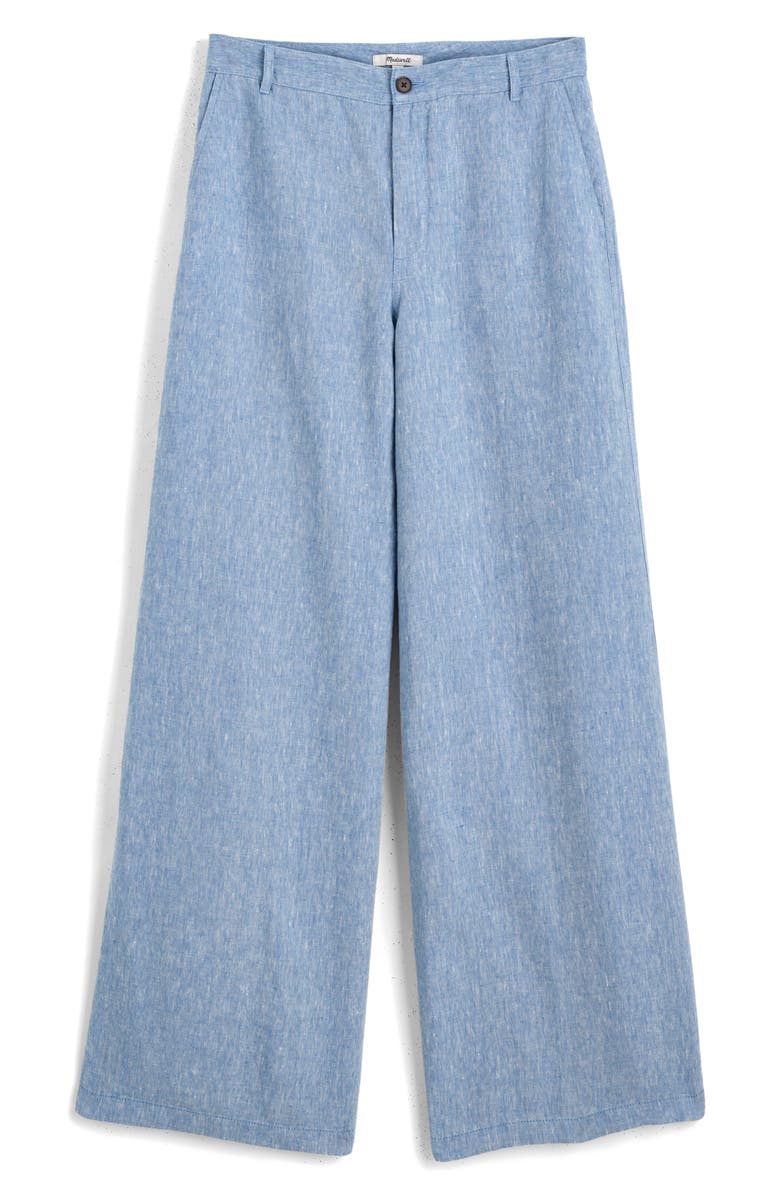 Madewell Zoe Relaxed Wide Leg Linen Pants, Alternate, color, Sunfaded Blue