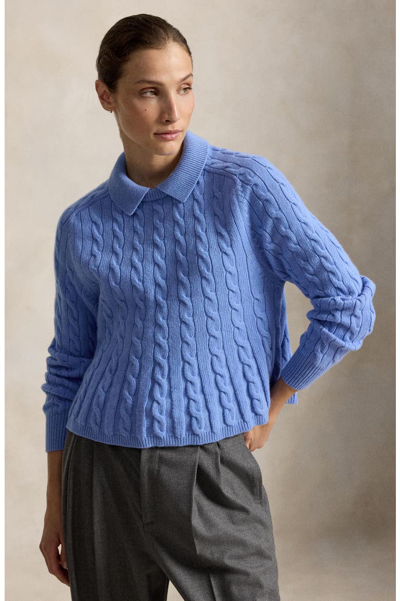 Wool & Cashmere Polo Sweater, Alternate, color, NEW LITCHFIELD BLUE