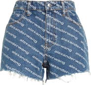 Alexander Wang Bite Logo High Waist Cutoff Denim Shorts