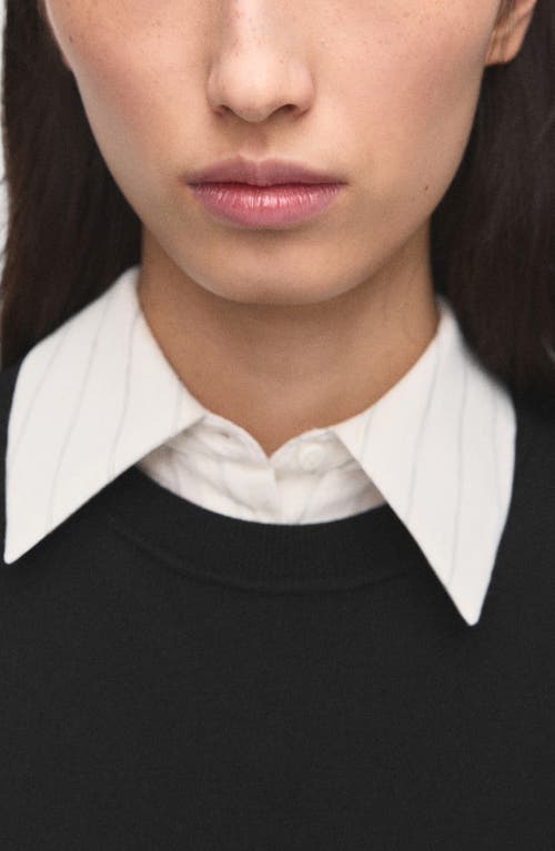 Mango Fine Knit Crewneck Sweater In Black