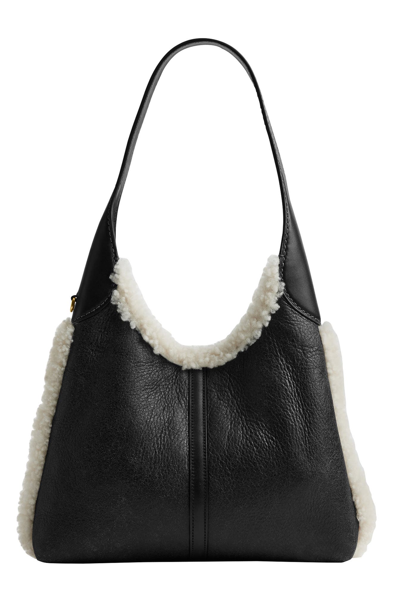 COACH Brooklyn 28 Shoulder Bag with Genuine Shearling Trim, Alternate, color, B4/ Black Natural