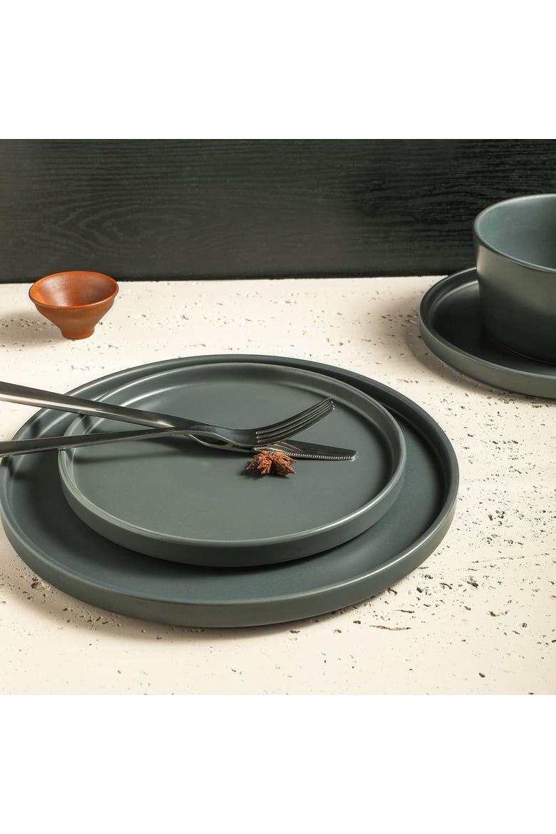 Celina Stoneware 16-Piece Dinnerware Set, Alternate, color, Gray Matte