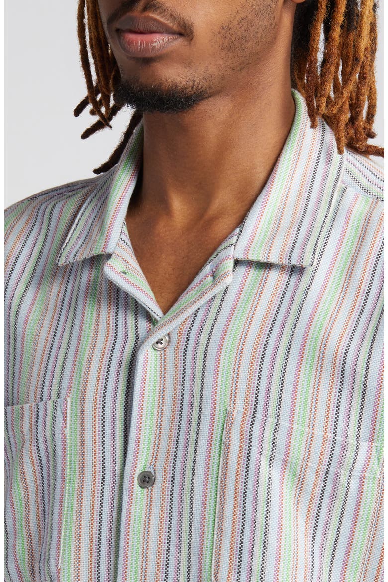 Talby Stripe Oxford Cloth Camp Shirt, Alternate, color, HYDRANGEA MULTI