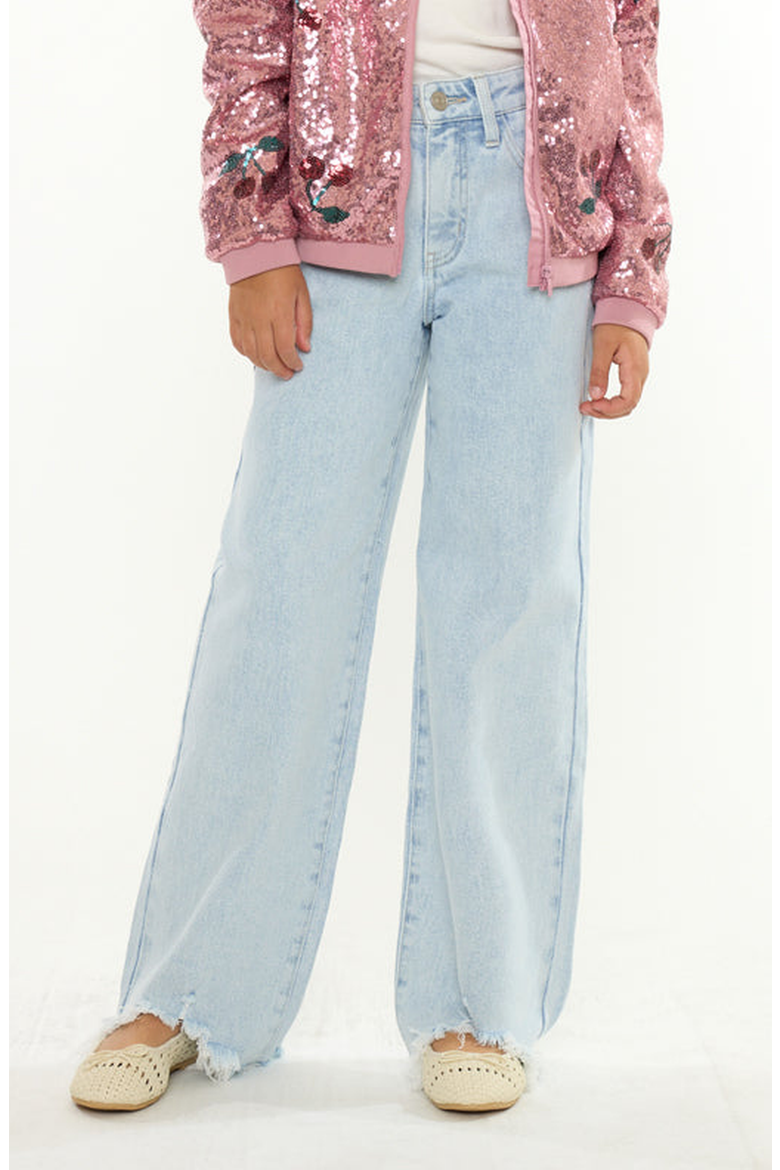 Zendaya High Rise Wide Leg Jeans, Main, color, Light Wash