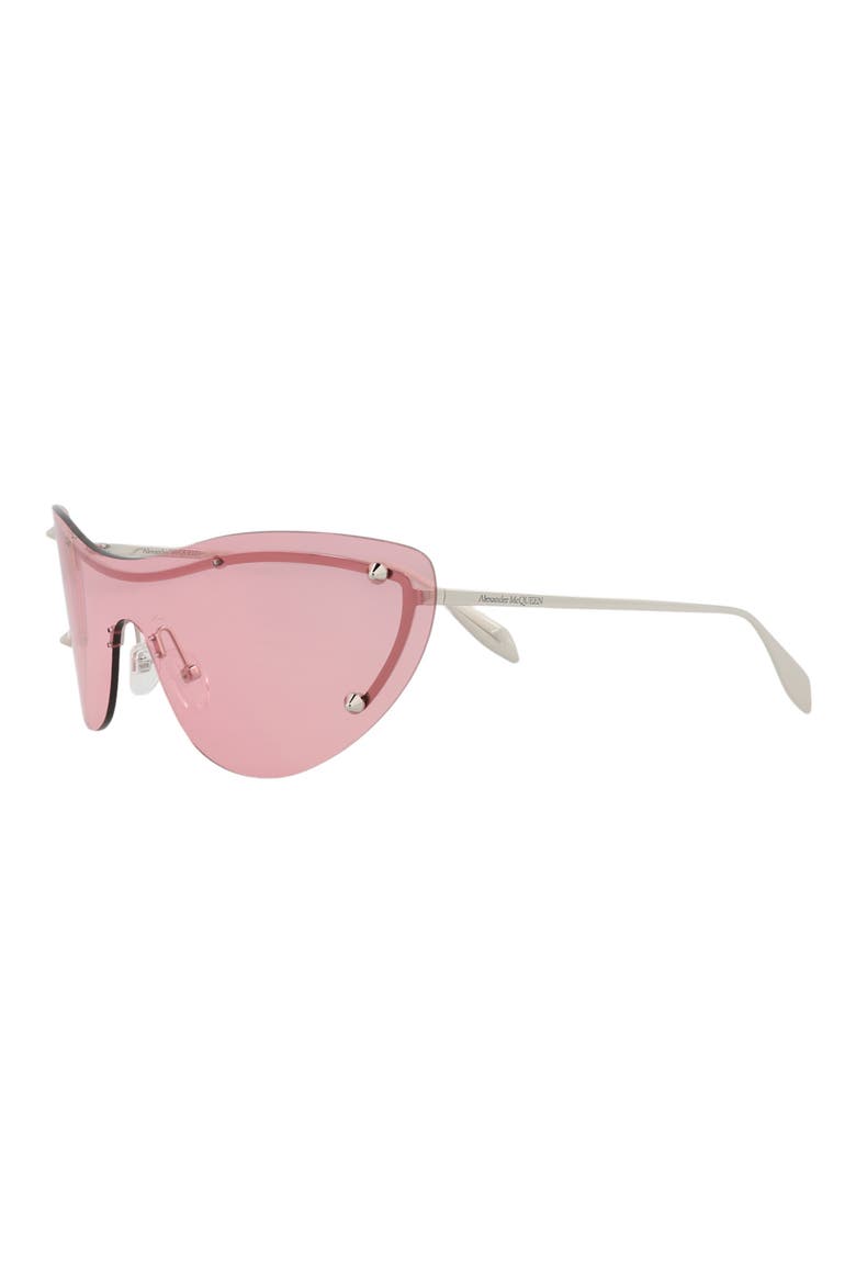 99mm Cat Eye Shield Sunglasses, Alternate, color, SILVER SILVER PINK
