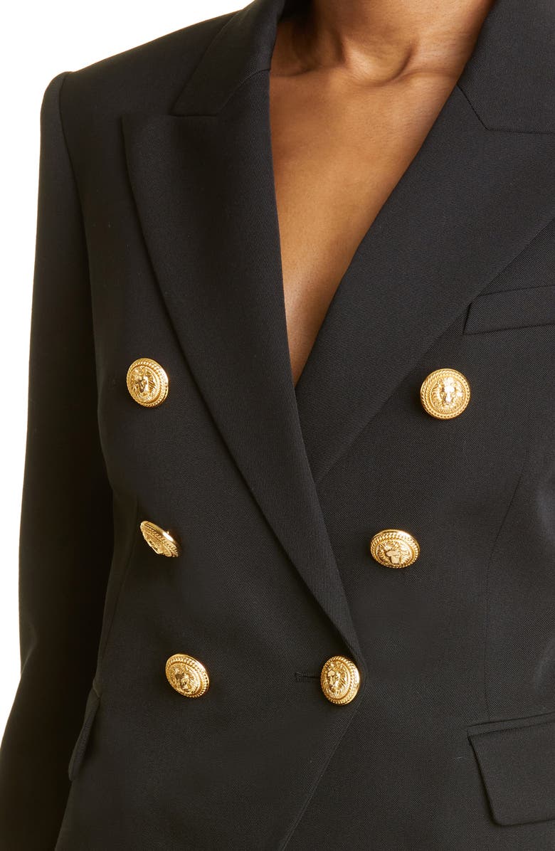 Balmain Wool Double Breasted Blazer, Alternate, color,