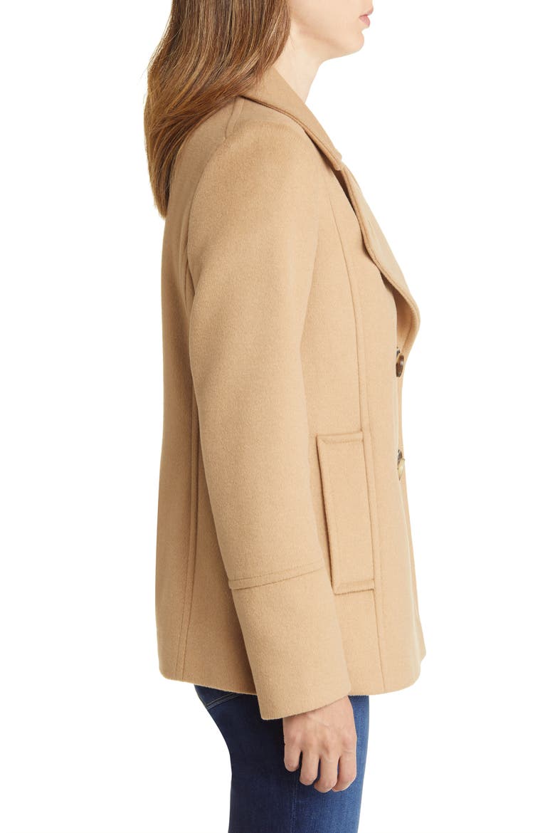 Double Breasted Wool Blend Peacoat, Alternate, color, CAMEL