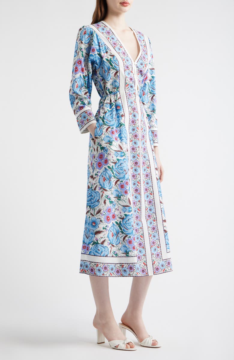 Cleobella Blanche Print Long Sleeve Organic Cotton Midi Dress, Alternate, color, Fluora Print
