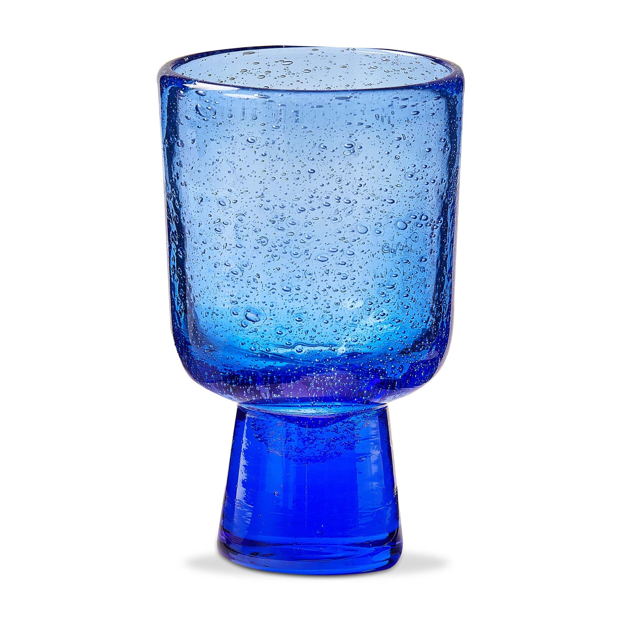 Tag Bubble Glass Footed Navy Drinkware In Blue
