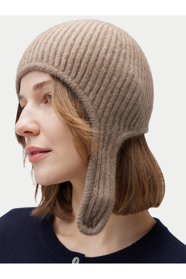 Knitted Aviator Cap, Alternate, color, taupe