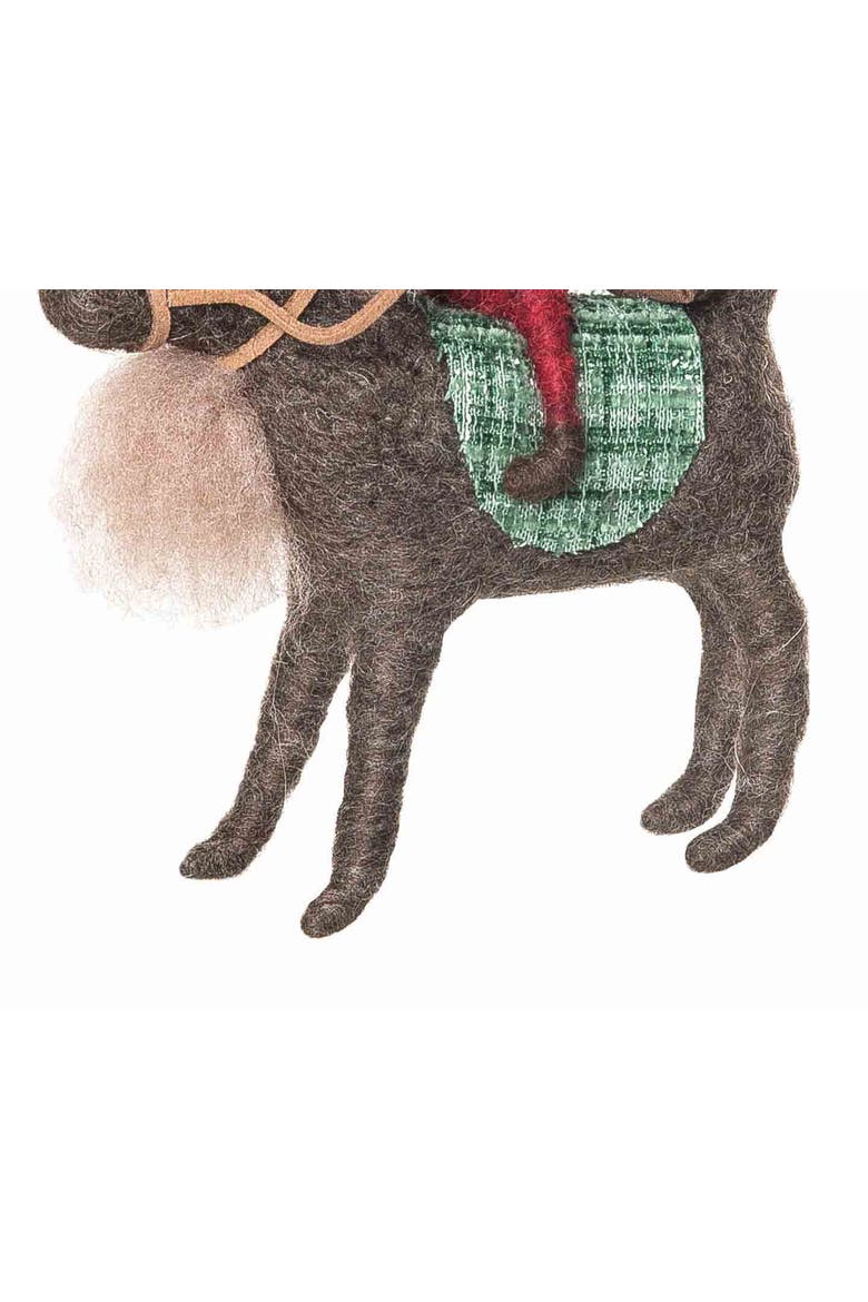 Santa With Reindeer Figurine, Alternate, color, Brown