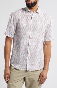 johnnie-O 5 O'Clock Somewhere Short Sleeve Linen & Lyocell Button-Up Shirt