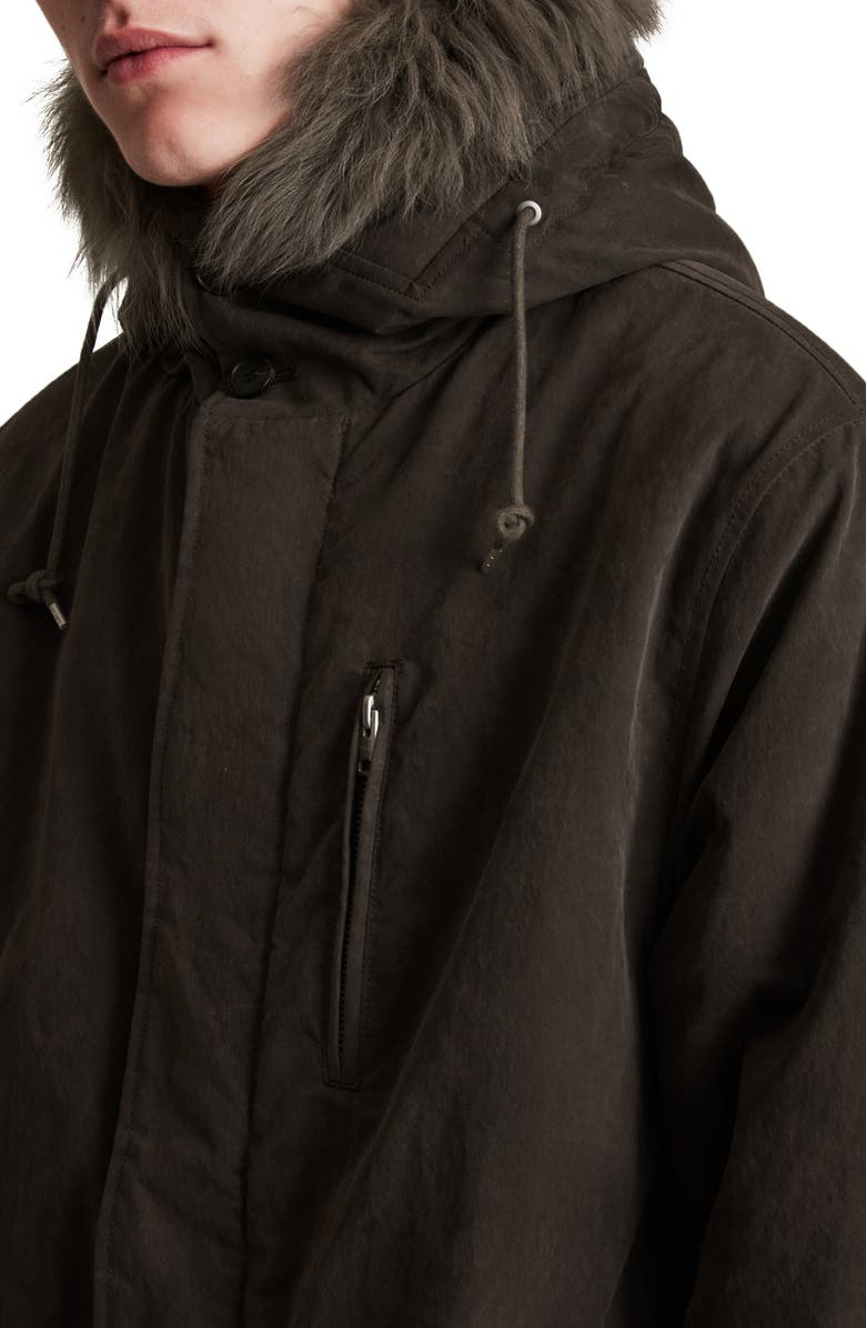 AllSaints Coln Fleece Lined Waxed Parka with Faux Fur Trim, Alternate, color, 