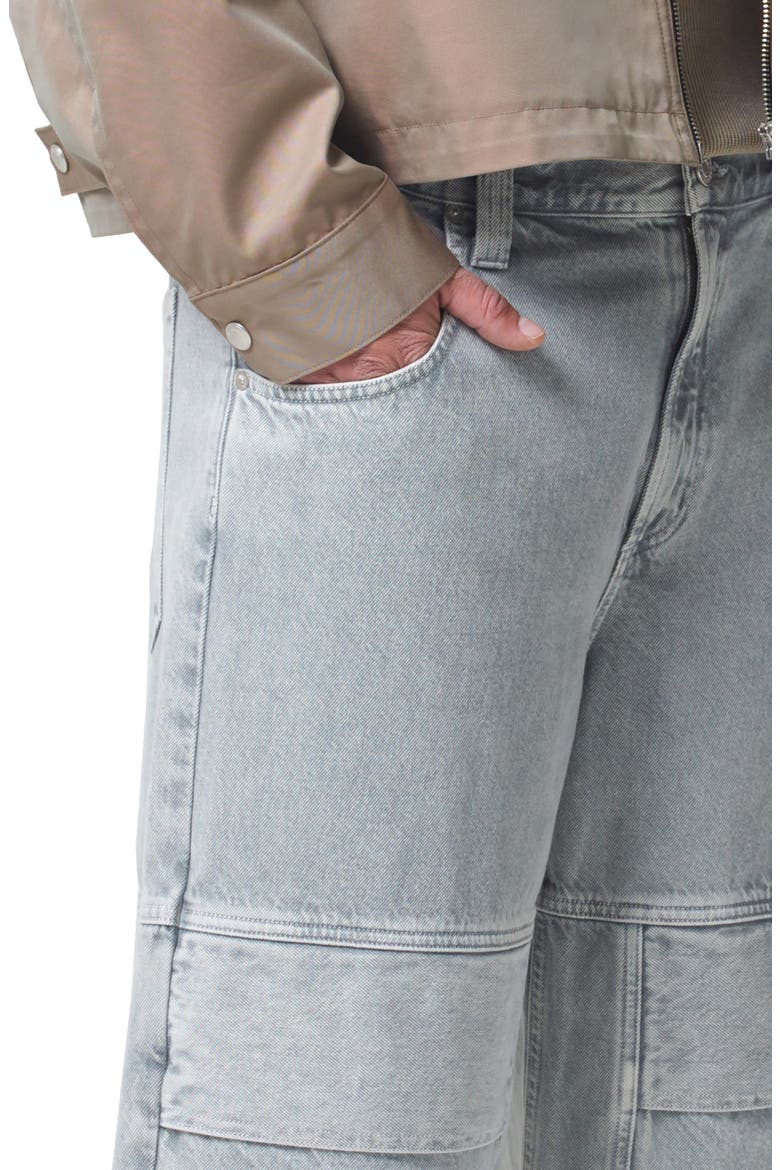 Emery Wide Leg Organic Cotton Utility Jeans, Alternate, color, CONCRETE