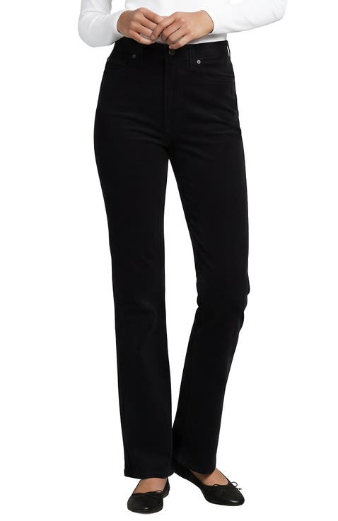 Fine Wale Embroidery Corduroy High Rise Straight Leg Pants
