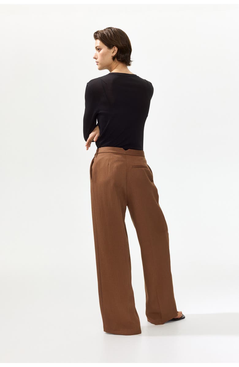 H&M Wide-leg dress pants, Alternate, color, Brown