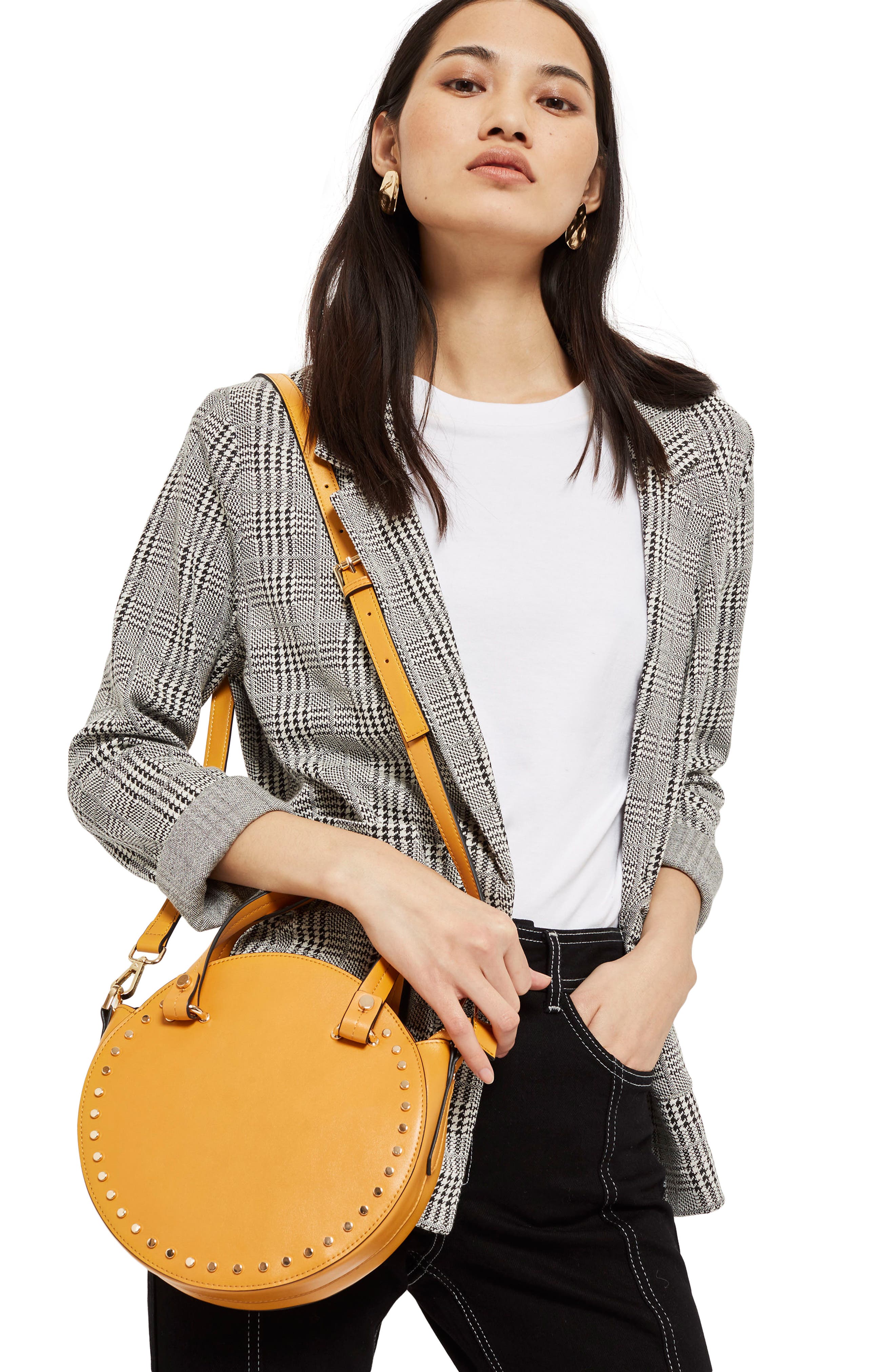 Topshop Taylor Circle Stud Tote Bag, Alternate, color, 