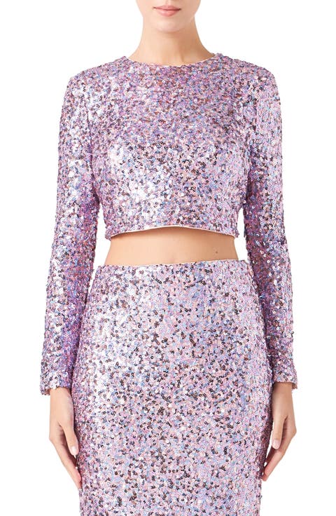 Open Back Sequin Crop Top