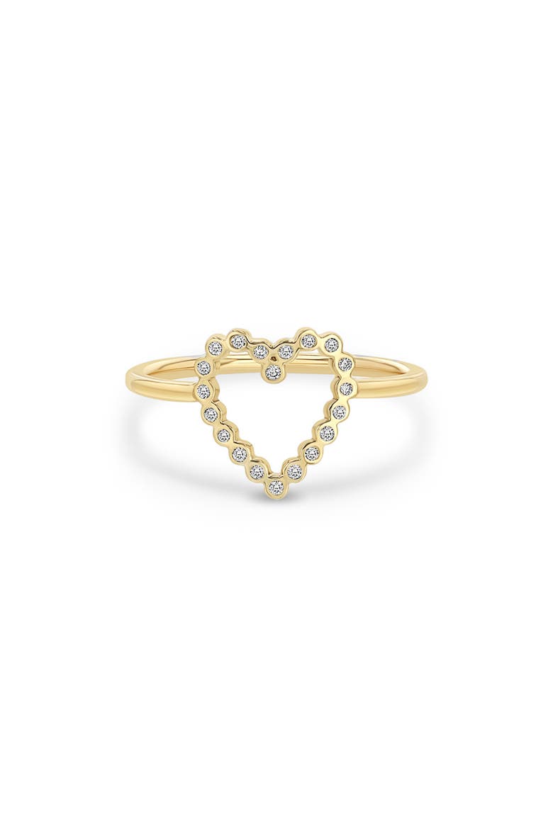 Diamond Open Heart Ring, Main, color, YELLOW GOLD