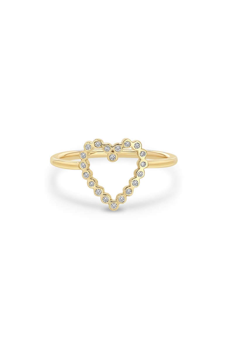 Zoë Chicco Diamond Open Heart Ring, Main, color, Yellow Gold