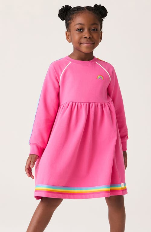 LITTLE BIRD LITTLE BIRD KIDS' RAINBOW STRIPE LONG SLEEVE COTTON SWEATSHIRT DRESS 