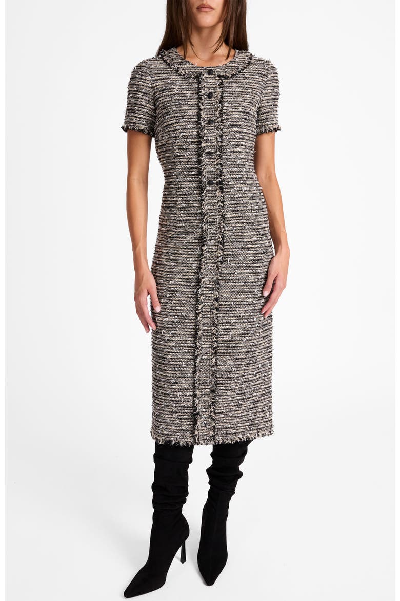 Cass Midi Tweed Dress, Alternate, color, SANDSTONE