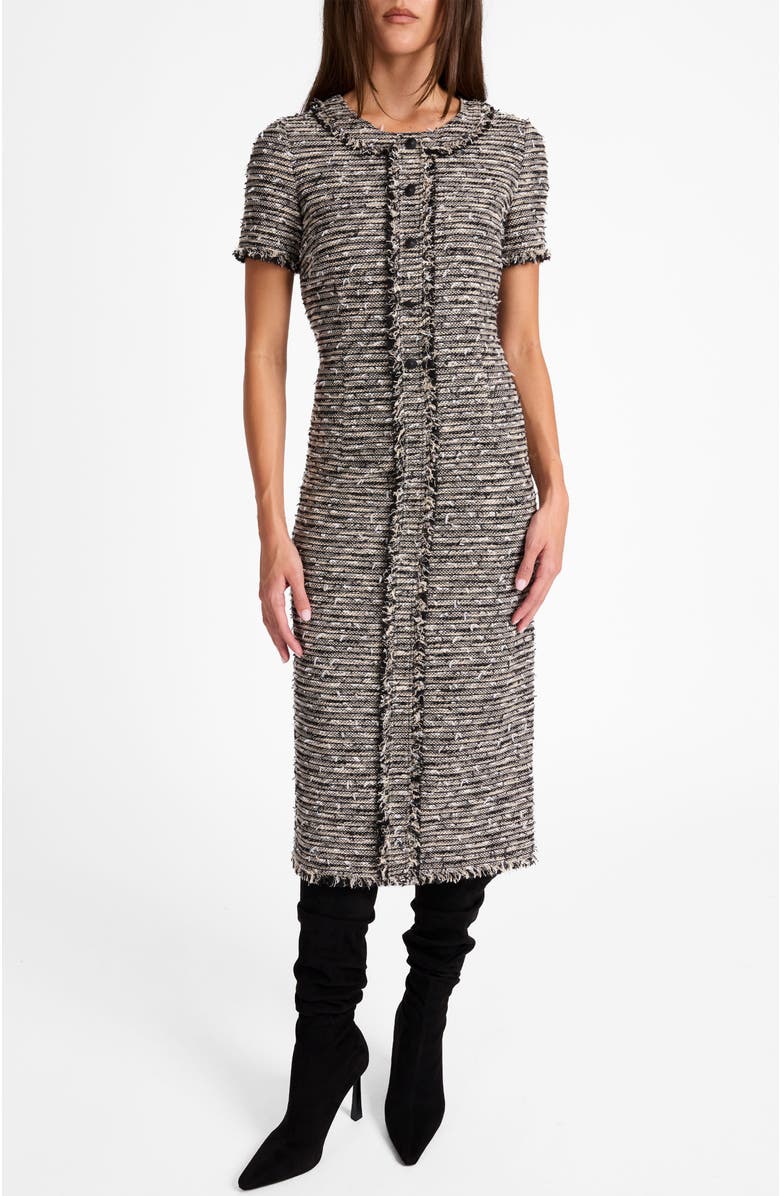 Santorelli Cass Midi Tweed Dress, Alternate, color, Sandstone