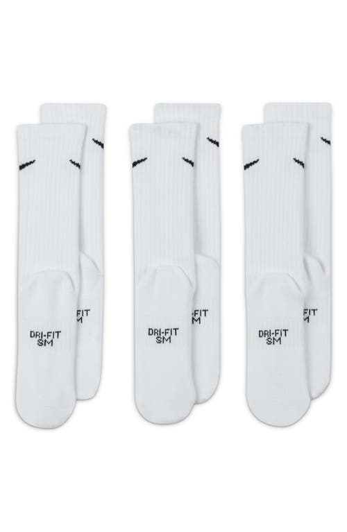 Nike Kids' Dri-fit Perforated Cushioned Crew Socks In 100 White/black