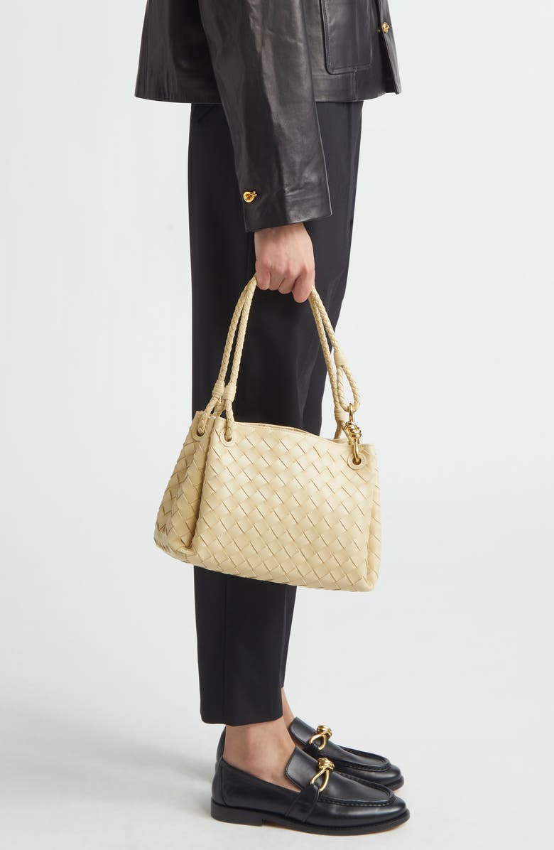 Bottega Veneta Small Parachute Intrecciato Leather Shoulder Bag, Alternate, color, 9712 Tufo-Muse Brass