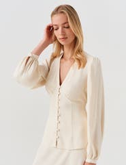 Ghost London Edina V-Neck Button Through Blouse