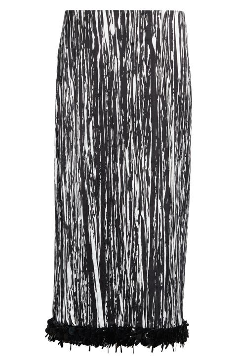Sinclair Sequin Hem Pleated Pencil Skirt