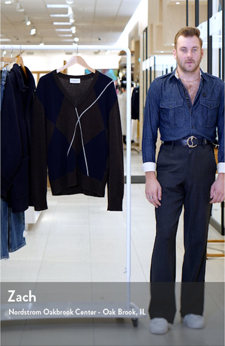 Manolo Argyle Wool V-Neck Sweater, sales video thumbnail