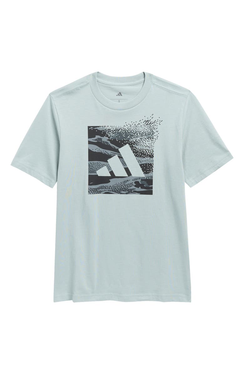 adidas Kids' Camo Logo Graphic T-Shirt, Main, color, Wonder Sage
