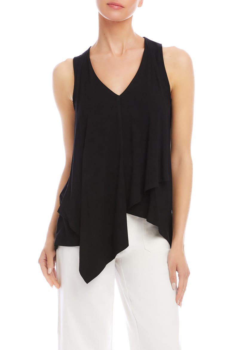 Drape Layered Asymmetric Tank, Main, color, BLACK
