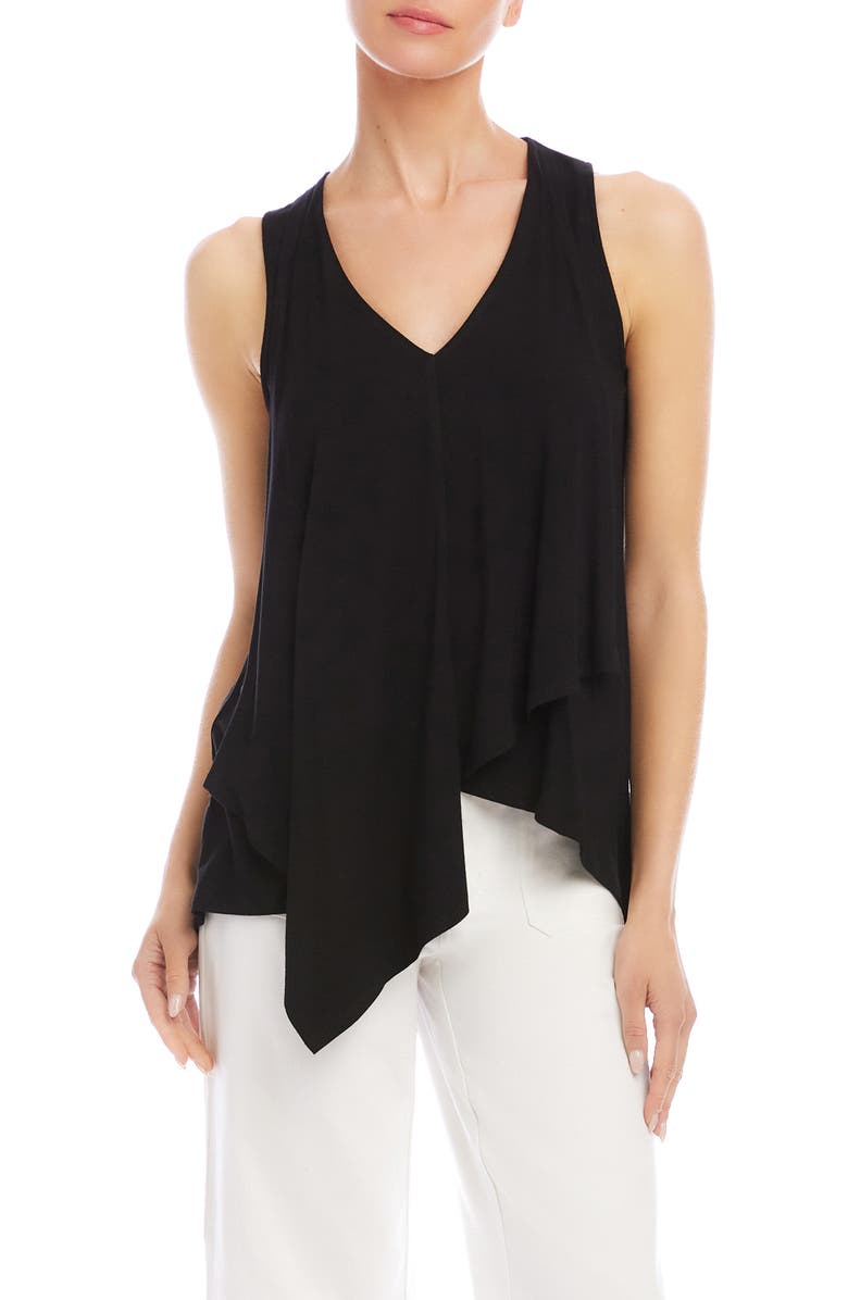 Karen Kane Drape Layered Asymmetric Tank, Main, color, Black