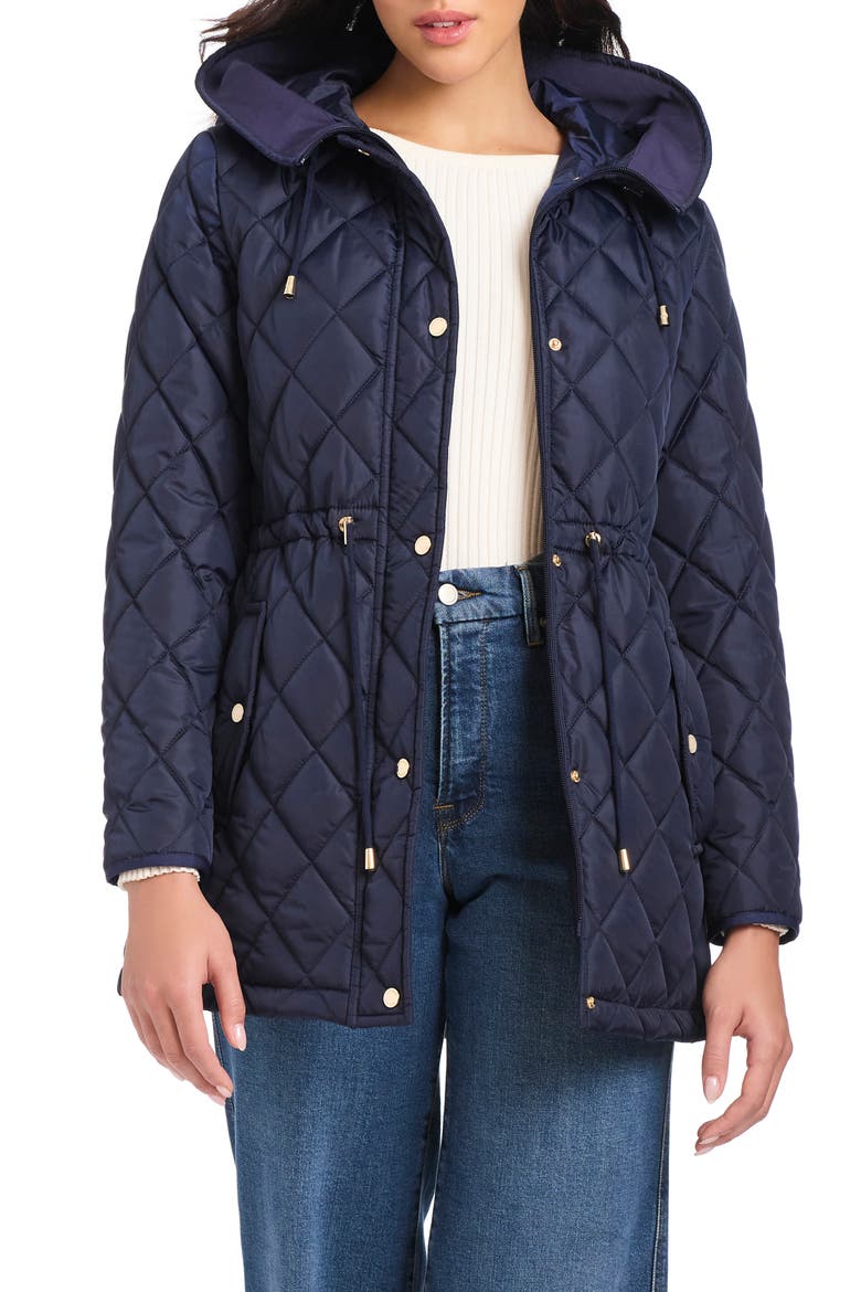 Water Resistant Hooded Quilted Jacket, Alternate, color, PLANETARY NAVY
