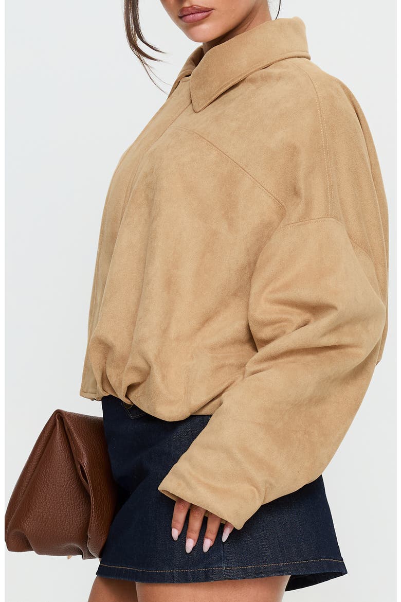 Enlightened Faux Suede Bomber Jacket, Alternate, color, BEIGE