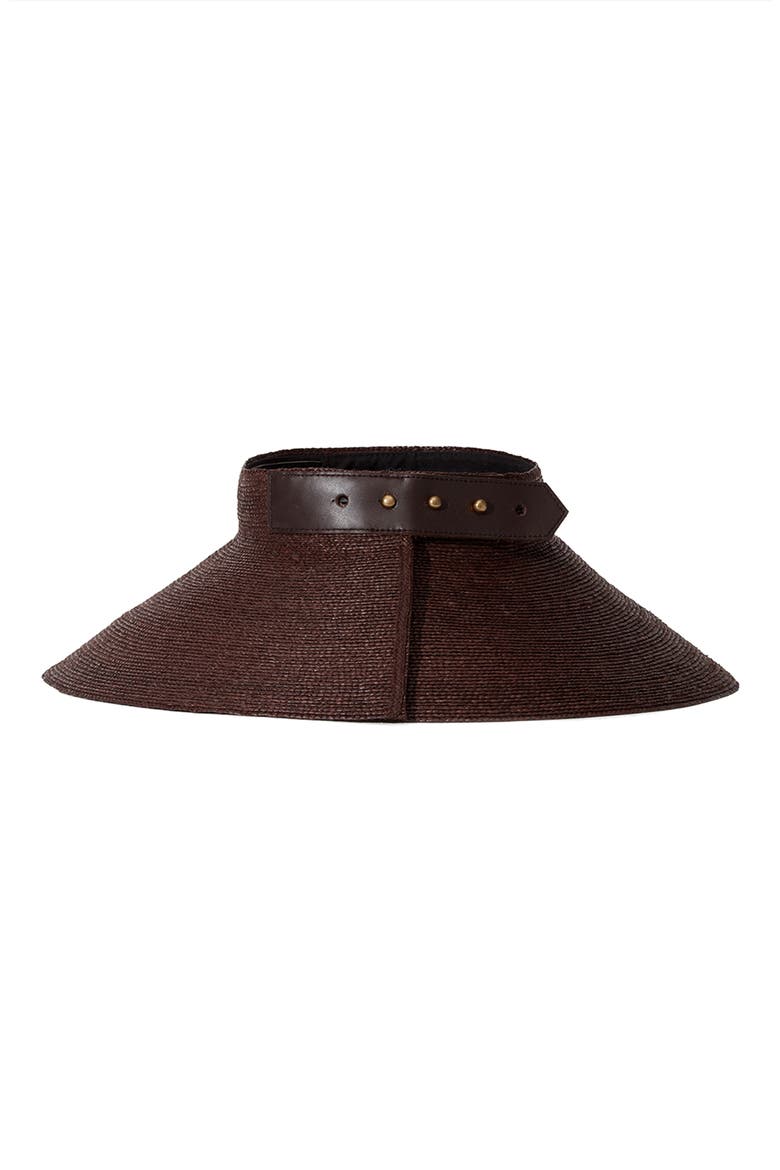 Birdie Packable Wide Brim Straw Visor, Alternate, color, CHOCOLATE