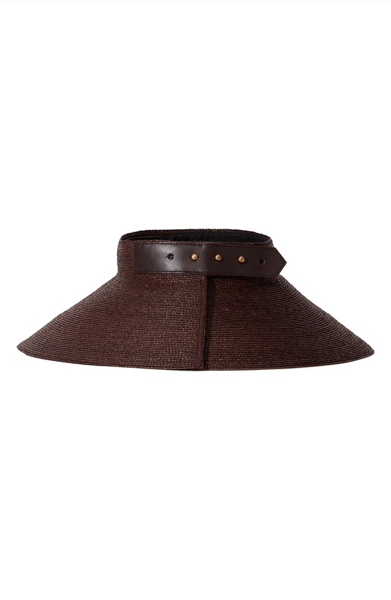 Janessa Leoné Birdie Packable Wide Brim Straw Visor, Alternate, color, Chocolate