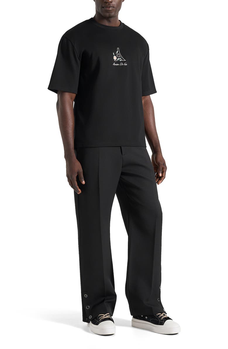 Manière De Voir TS008 Unisex Floral Eiffel Cotton T-Shirt, Alternate, color, Black
