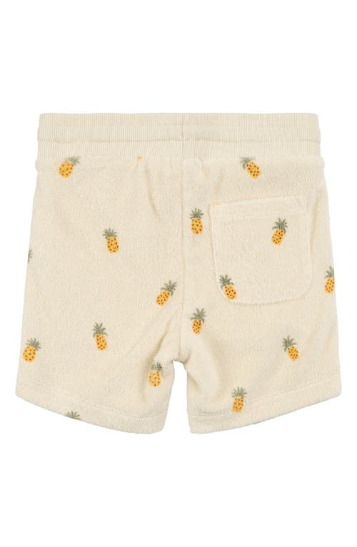 Miles The Label Kids' Pineapple Print Terry Cloth Shorts In Beige