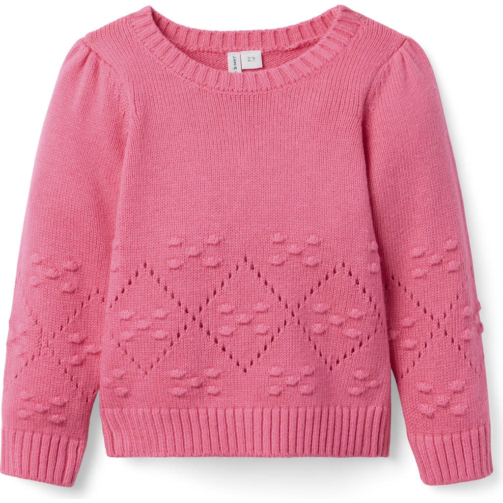 Janie And Jack Pointelle Textured Sweater In Pink