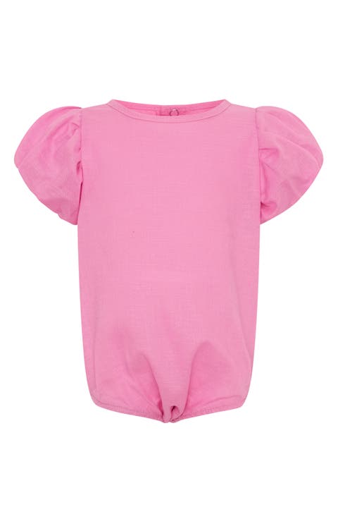 Puff Sleeve Cotton & Linen Bodysuit (Baby)