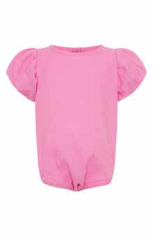 TINY TRIBE Puff Sleeve Cotton & Linen Bodysuit