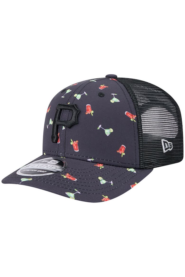 Men's New Era Navy Pittsburgh Pirates Adventure Drinks Pattern 9SEVENTY Stretch-Snap Hat, Main, color, Navy
